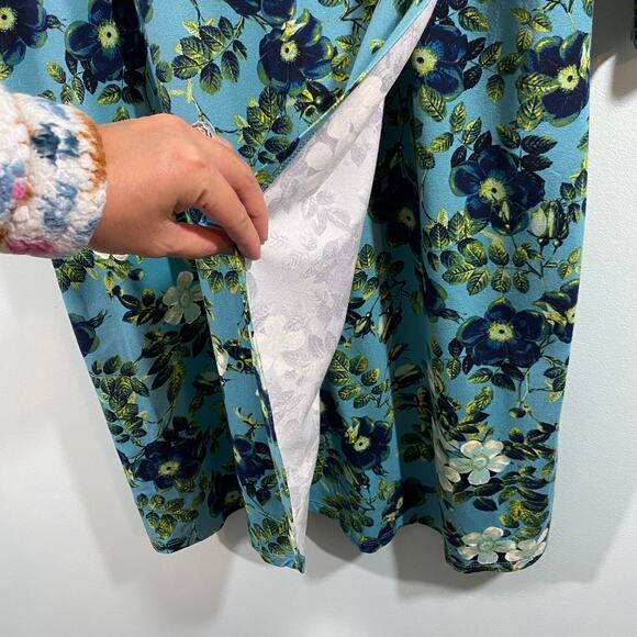 J Jill Wearever Collection Floral V-neck Q Sleeve Stretchy Sheath Dress Sz XL - Picture 9 of 9
